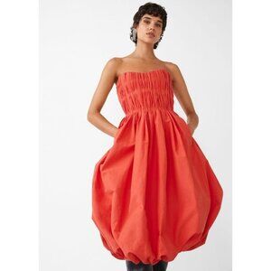 & other stories Gathered Balloon Midi orange Dress Size 4